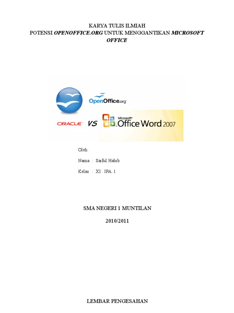 Karya Tulis Ilmiah Potensi Openoffice Org Untuk Menggantikan Microsoft Office