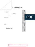 Multiple Choices: Answer Sheet