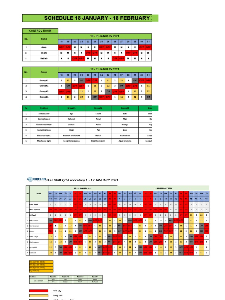 Control Room Schedule January-February 2021 | PDF