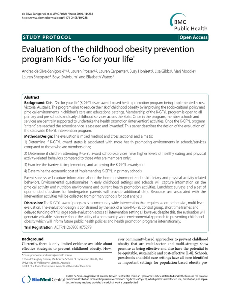 Evaluation of The Childhood Obesity Prevention Program Kids - 'Go For ...
