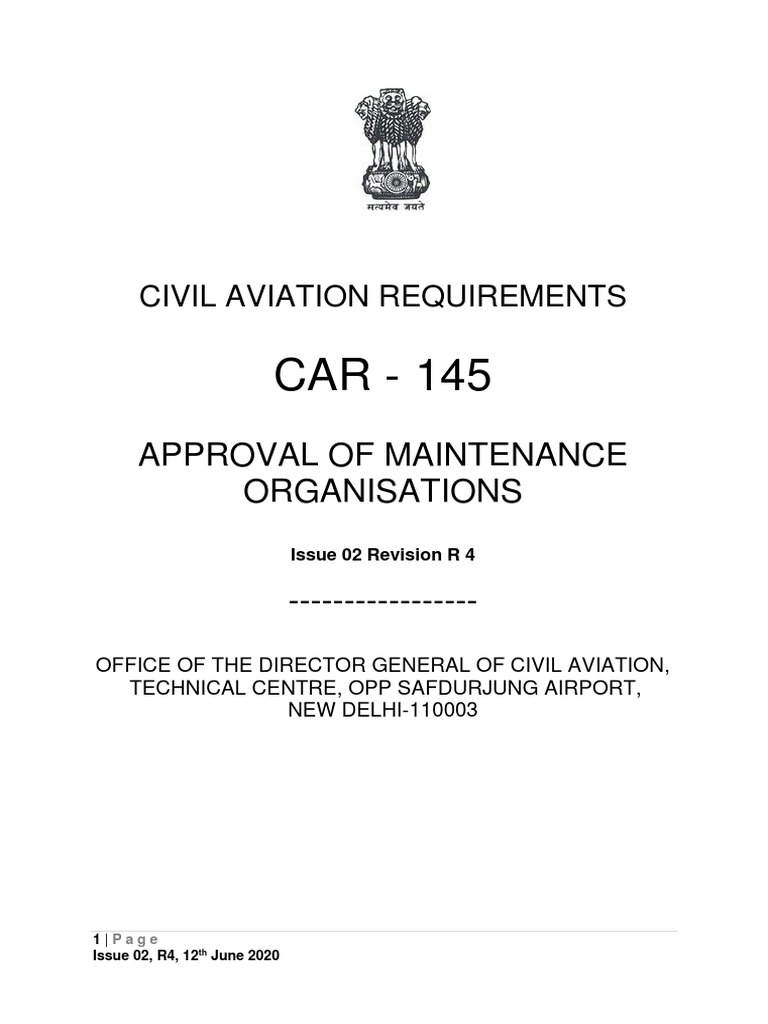 CAR 145: Maintenance Organization Approval | PDF | Engineer | Certification