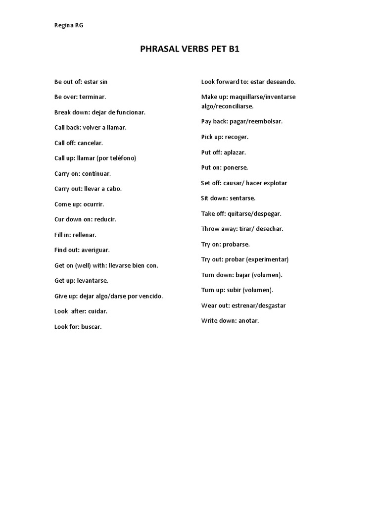 Lista de Phrasal Verbs B1 | PDF