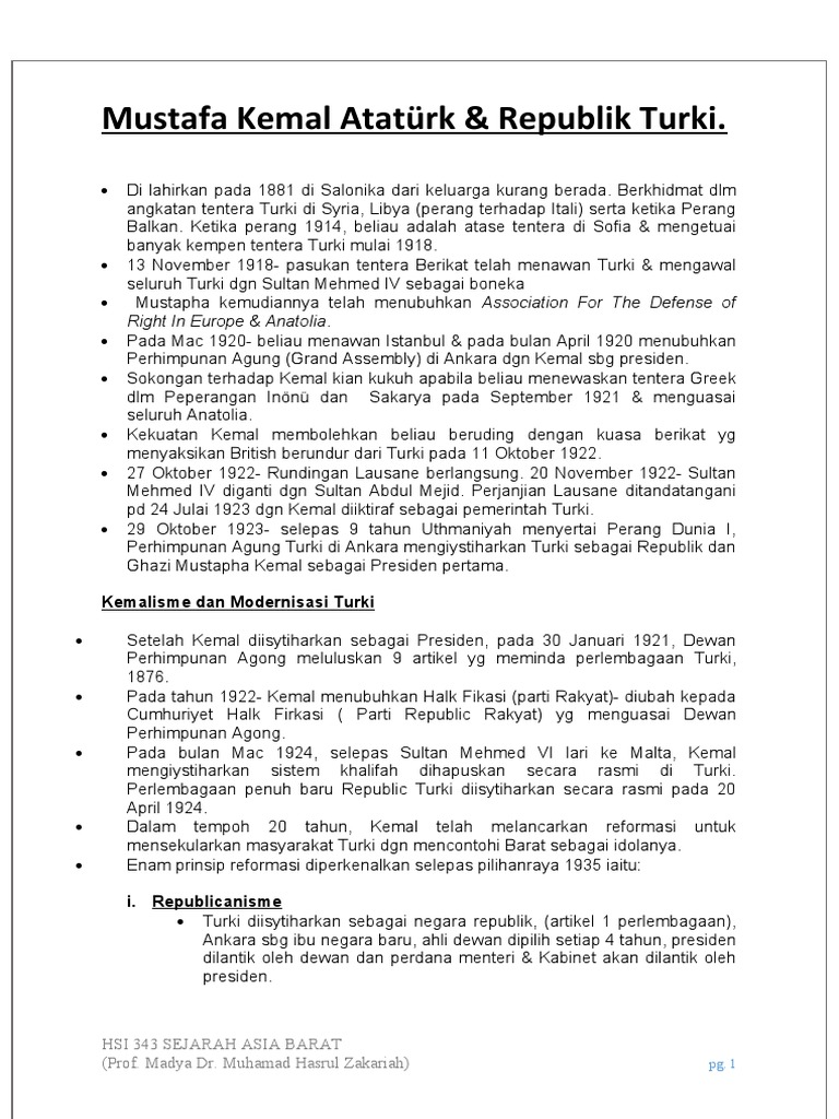 Biografi Singkat Mustafa Kemal Atatürk | PDF | Sejarah