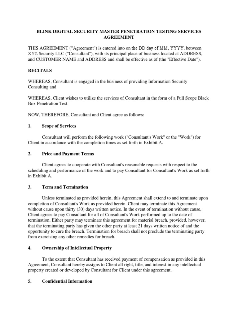 Penetration Testing Services Agreement | PDF | Arbitration ...