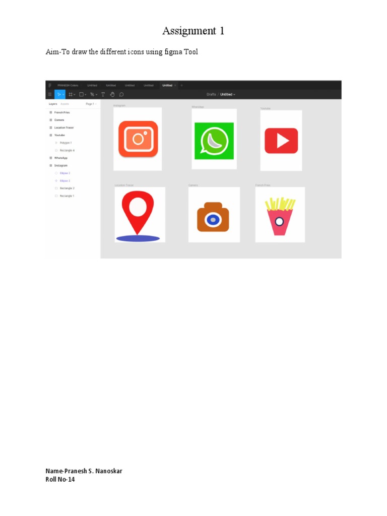 Assignment 1: Aim-To Draw The Different Icons Using Figma Tool | PDF