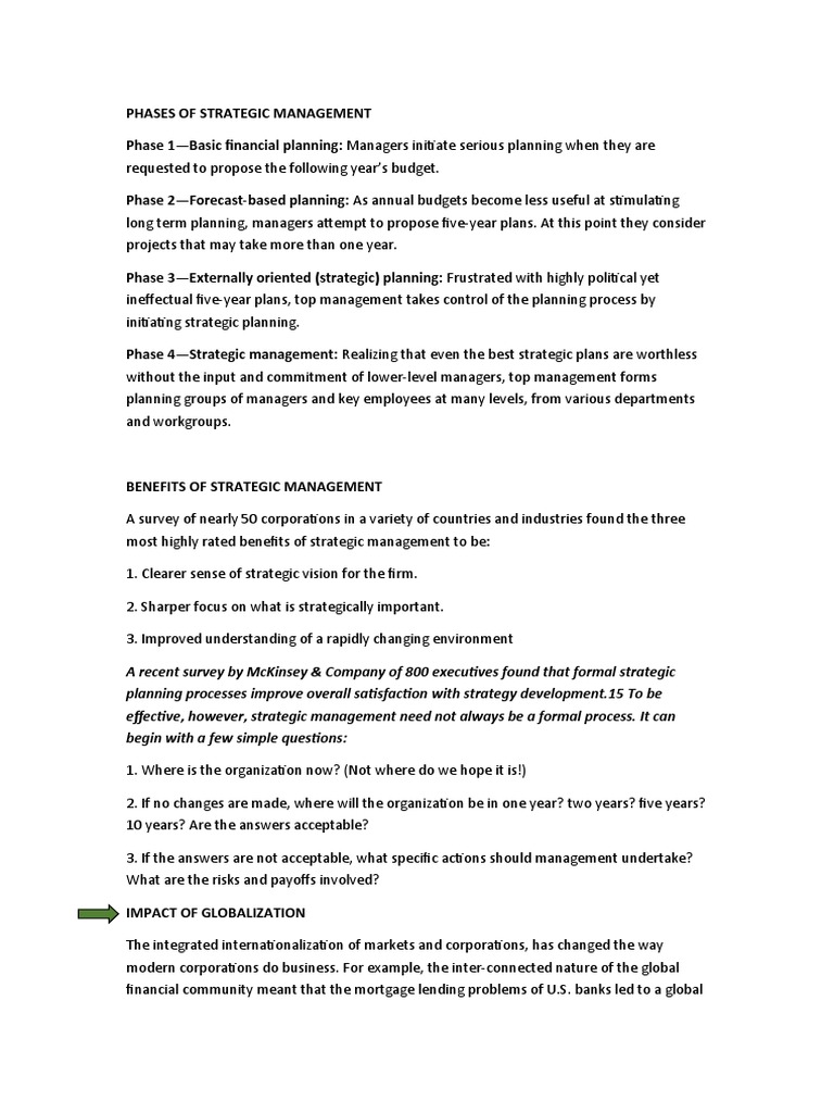 Four Phases of Strategic Management | PDF | Strategic Management ...