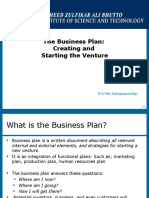The Business Plan: Creating and Starting The Venture: BA5406 Entrepreneurship