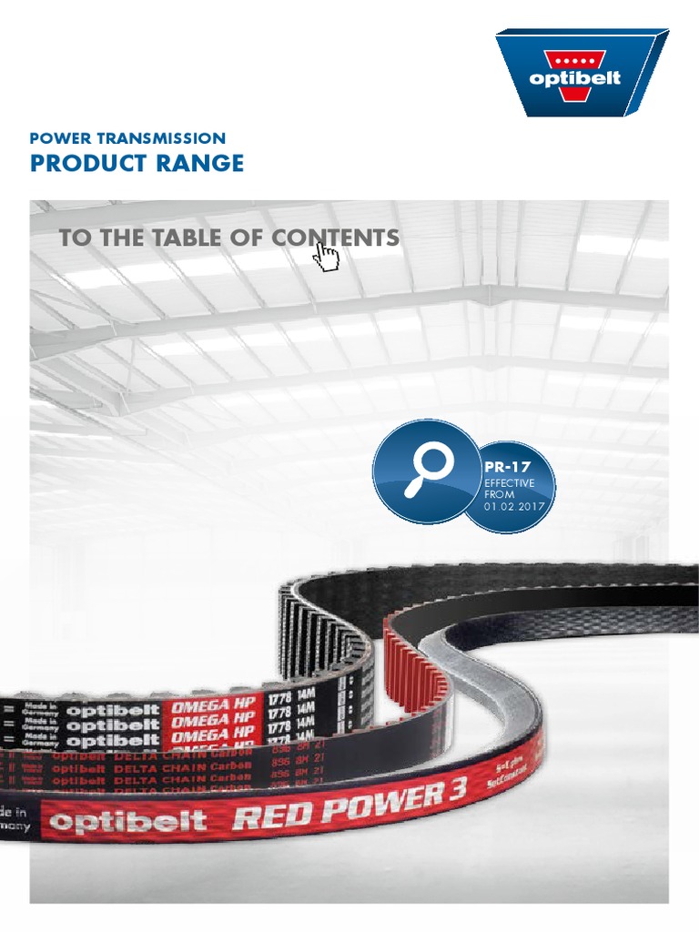 Optibelt Power Transmission Product Range Belts PDF Belt (Mechanical) Manufactured Goods