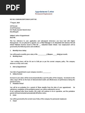 Appointment Letter