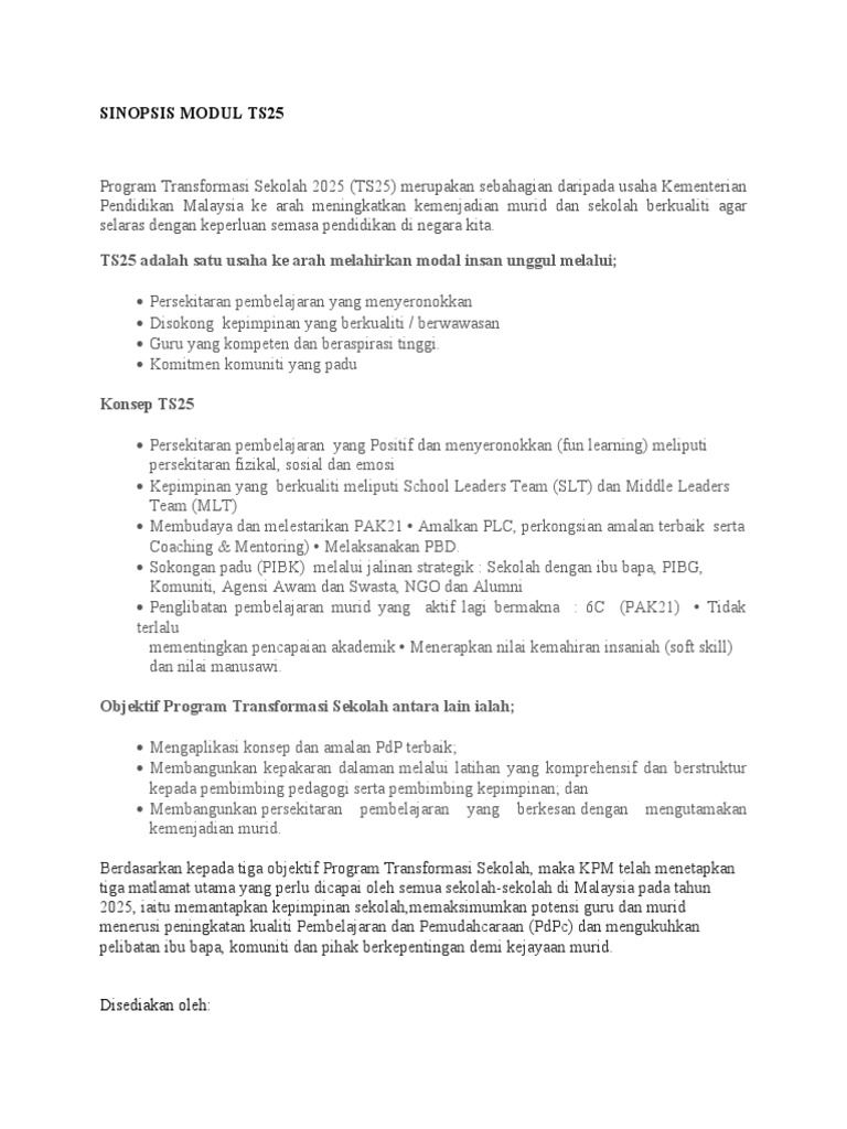 SINOPSIS MODUL TS25-Manimegalai | PDF