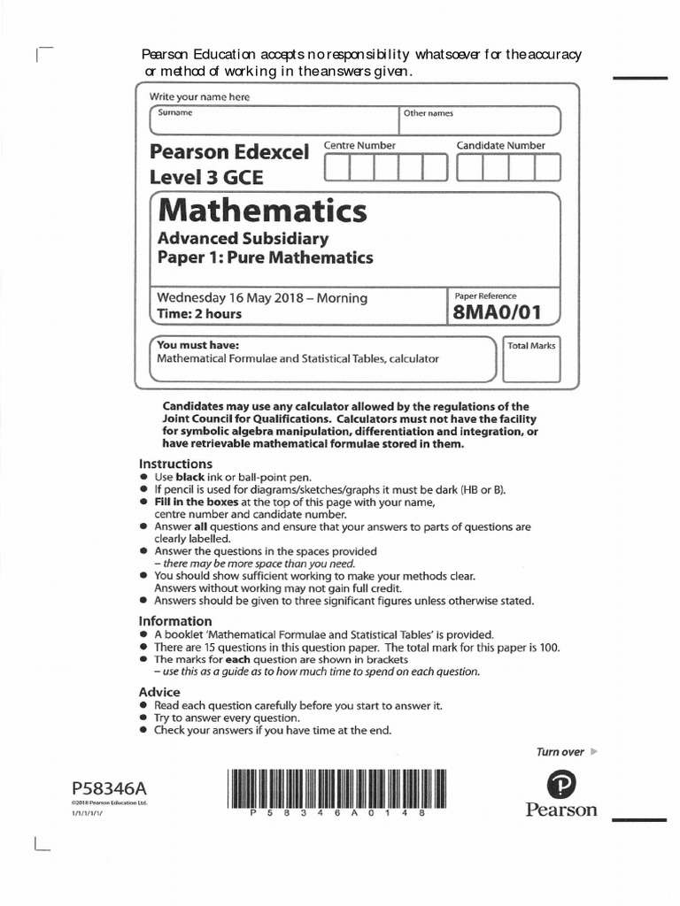 Pearson Education Accepts No Responsibility Whatsoever For The Accuracy ...