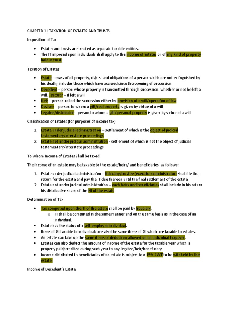 Taxation of Estates and Trusts Explained | PDF | Trust Law | Tax Deduction