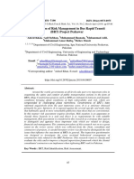 Identification of Risk Management in Bus Rapid Transit (BRT) Project Peshawar