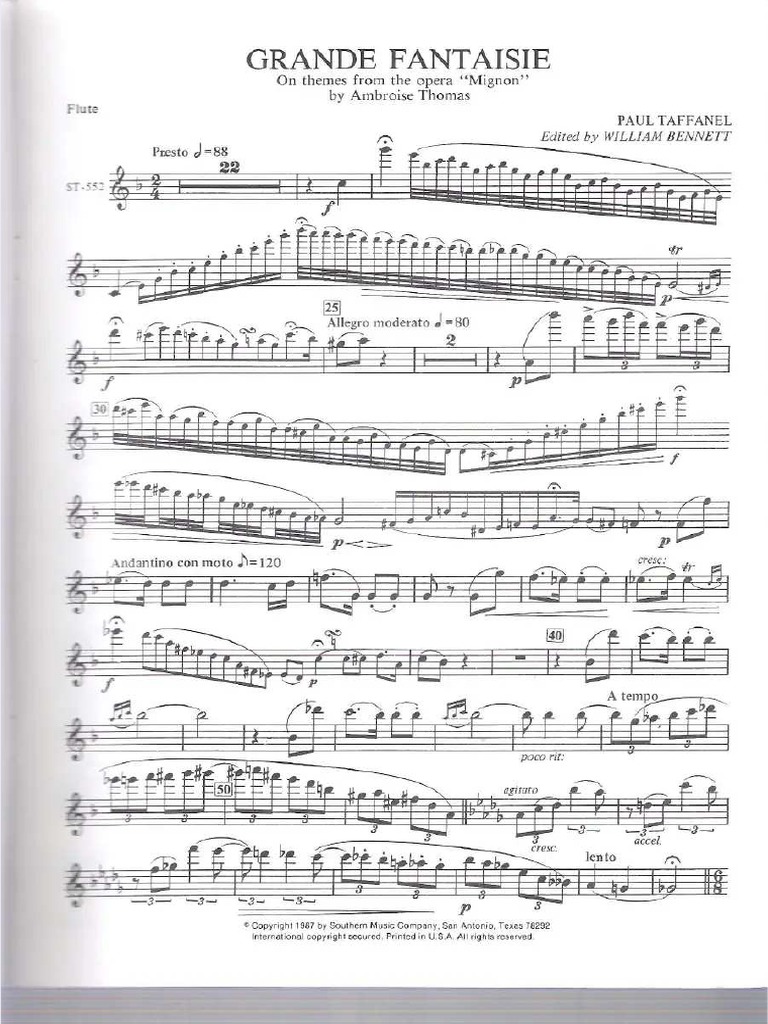 Taffanel Mignon Fantasy Flute Part PDF