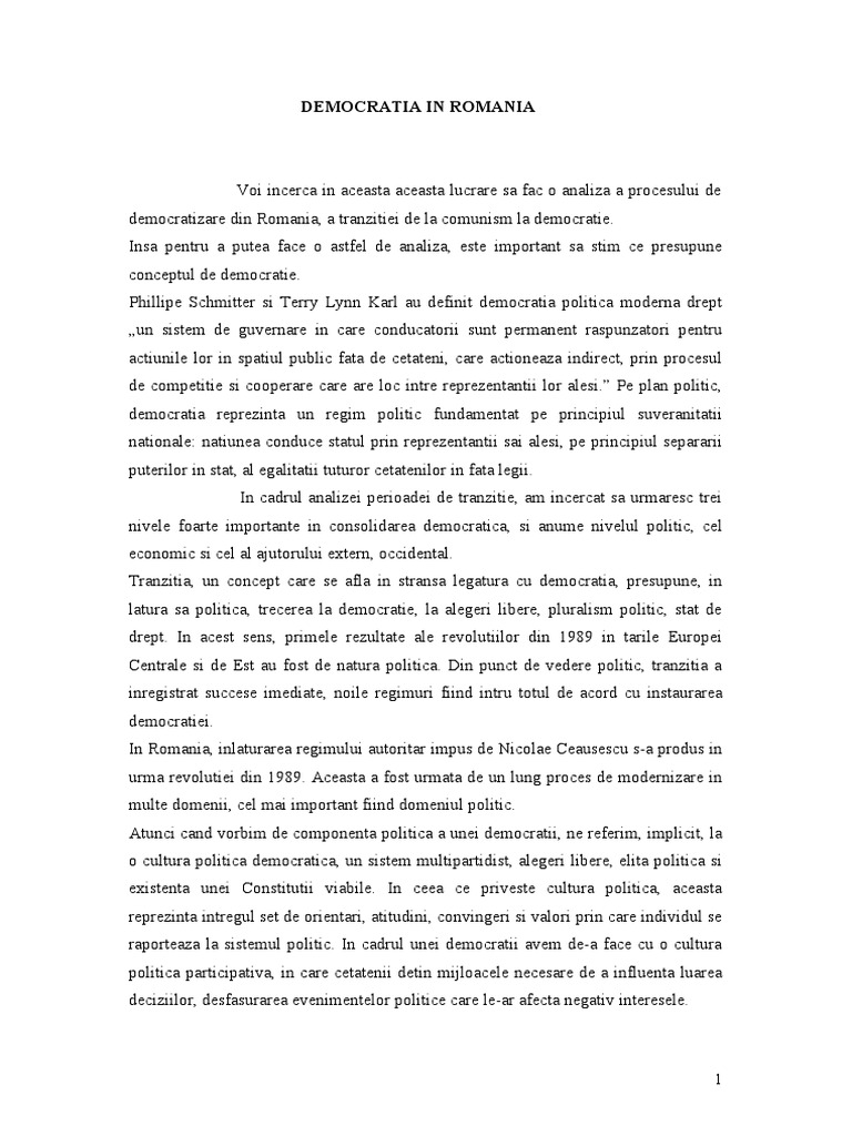 Democratia in Romania PDF