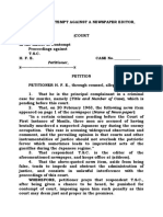 FORM 0221 CONTEMPT AGAINST A NEWSPAPER EDITOR, PETITION FOR