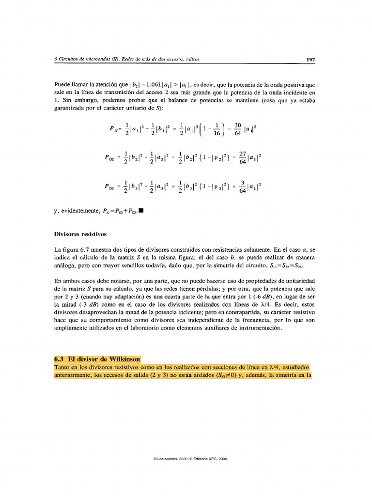 Divisor Wilkinson PDF Matriz (Matemáticas) Línea de transmisión