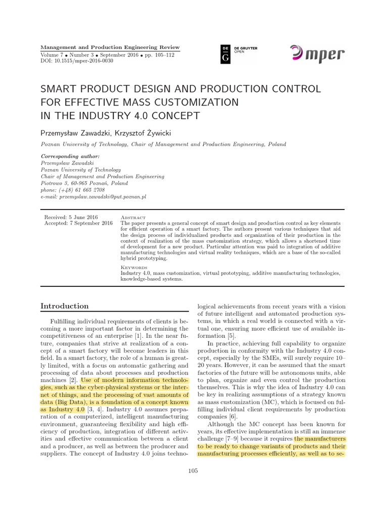 Smart Product Design and Production Control | PDF | Prototype | Virtual ...