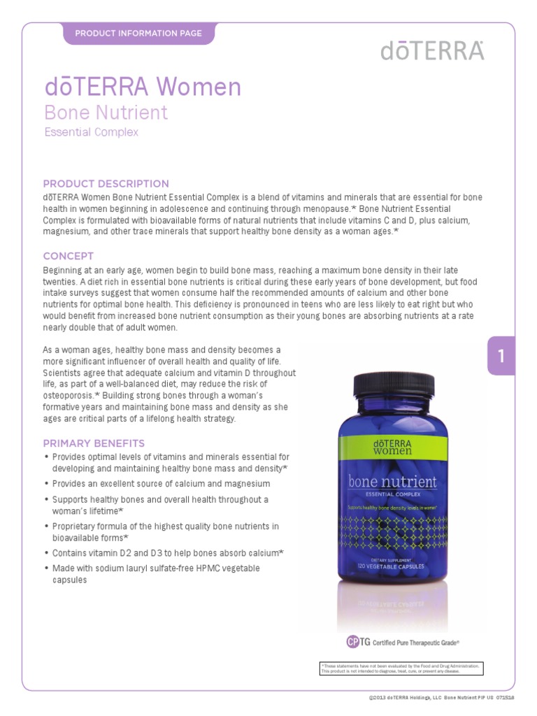 Doterra Bone Nutrient Complex PDF Nutrients Vitamin