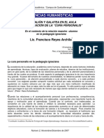 Reyes, F., 2007, Pygmalión y Galatea Cura Personalis