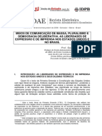 Meios de Comunicação de Massa, Pluralismo e Democracia Deliberativa. As Liberdades de Expressão e de Imprensa Nos EUA e No Brasil