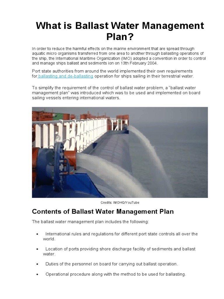 What Is Ballast Water Management Plan PDF Ships Water