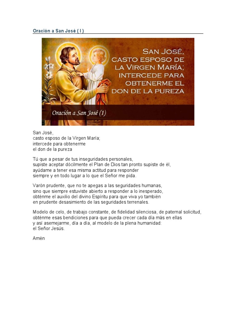 Oración A San José | PDF | María, madre de Jesús | Oración