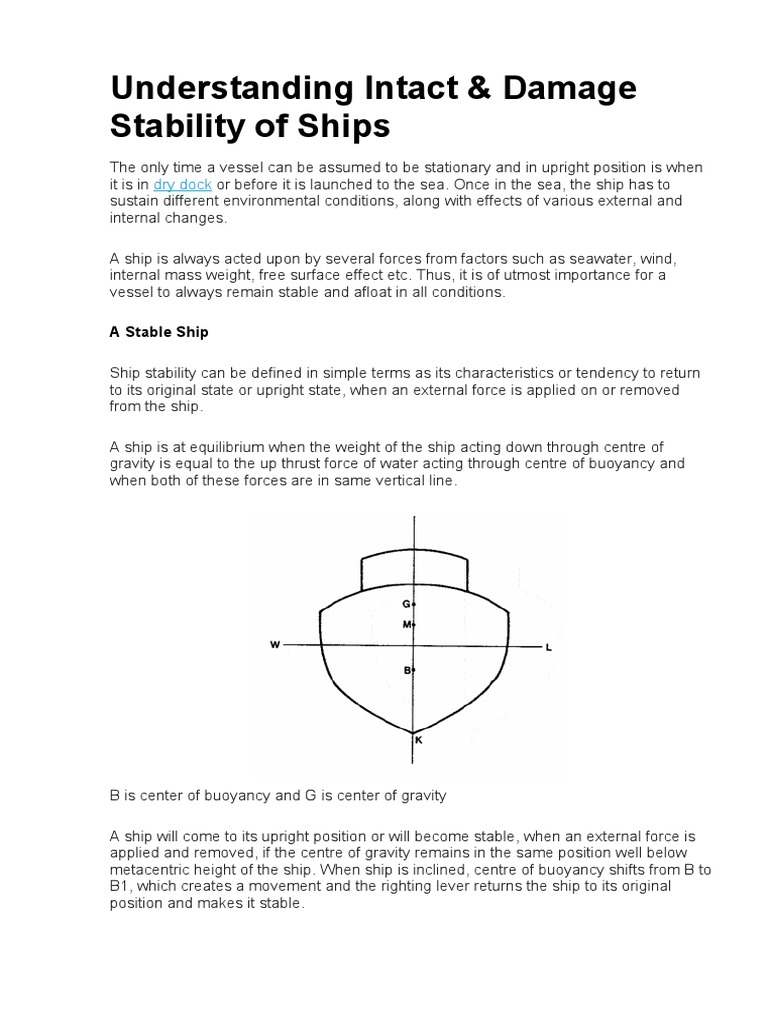 Intact and Damage Stability of Ships | PDF | Ships | Watercraft