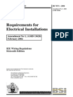 Requirements For Electrical Installations: Amendment No 1, (AMD 13628) February 2002
