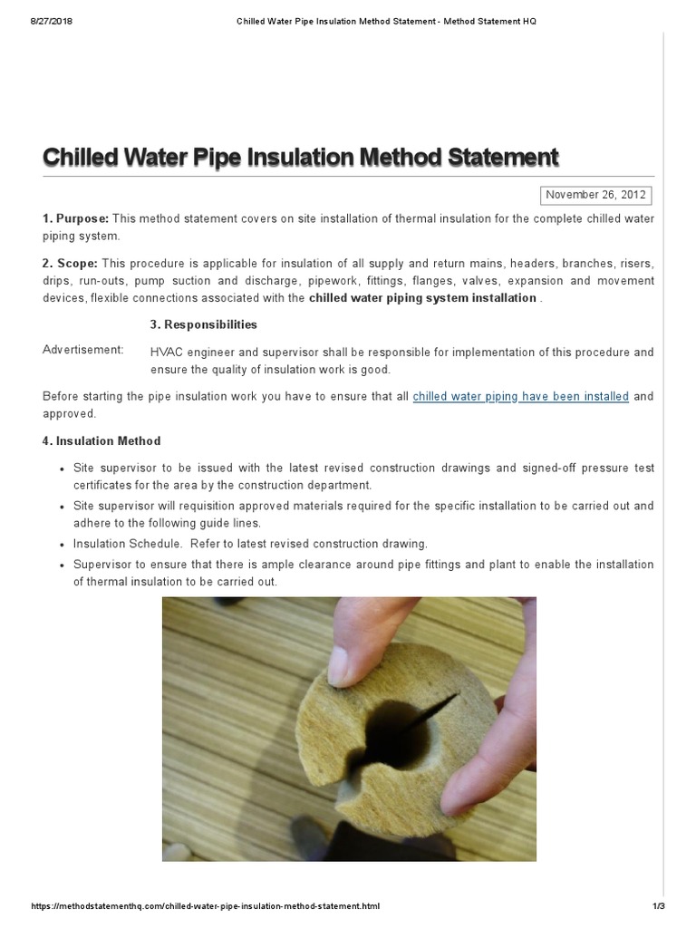 Chilled Water Pipe Insulation Method Statement Method Statement HQ