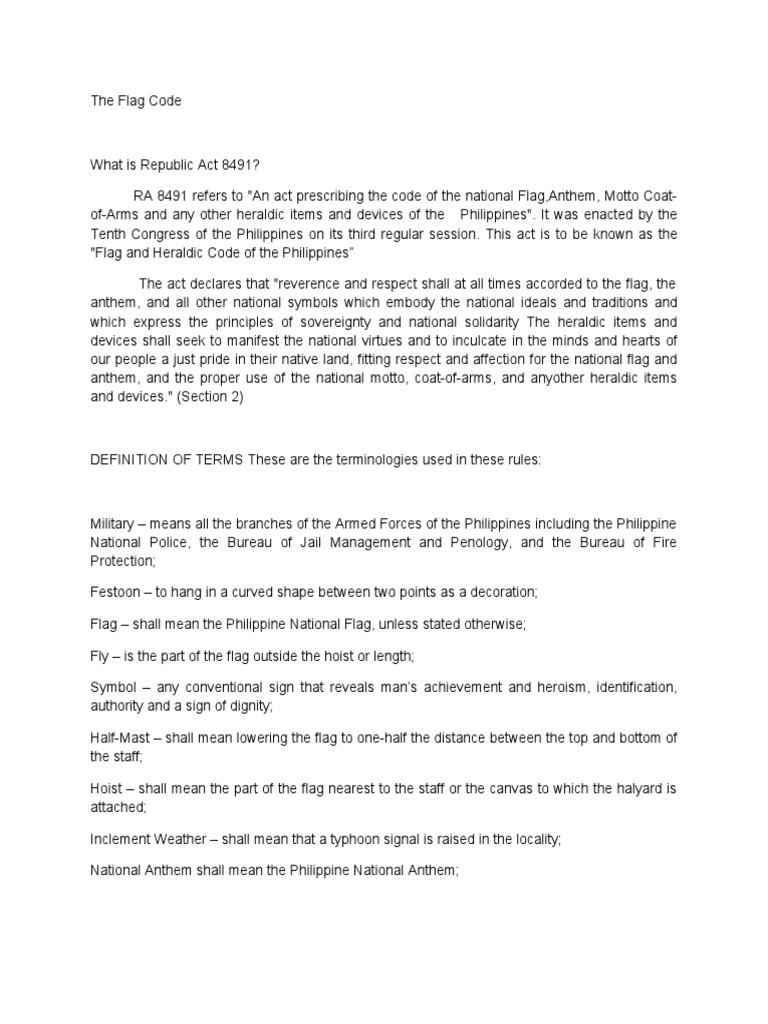 Flag Code NSTP PDF National Symbols Flag