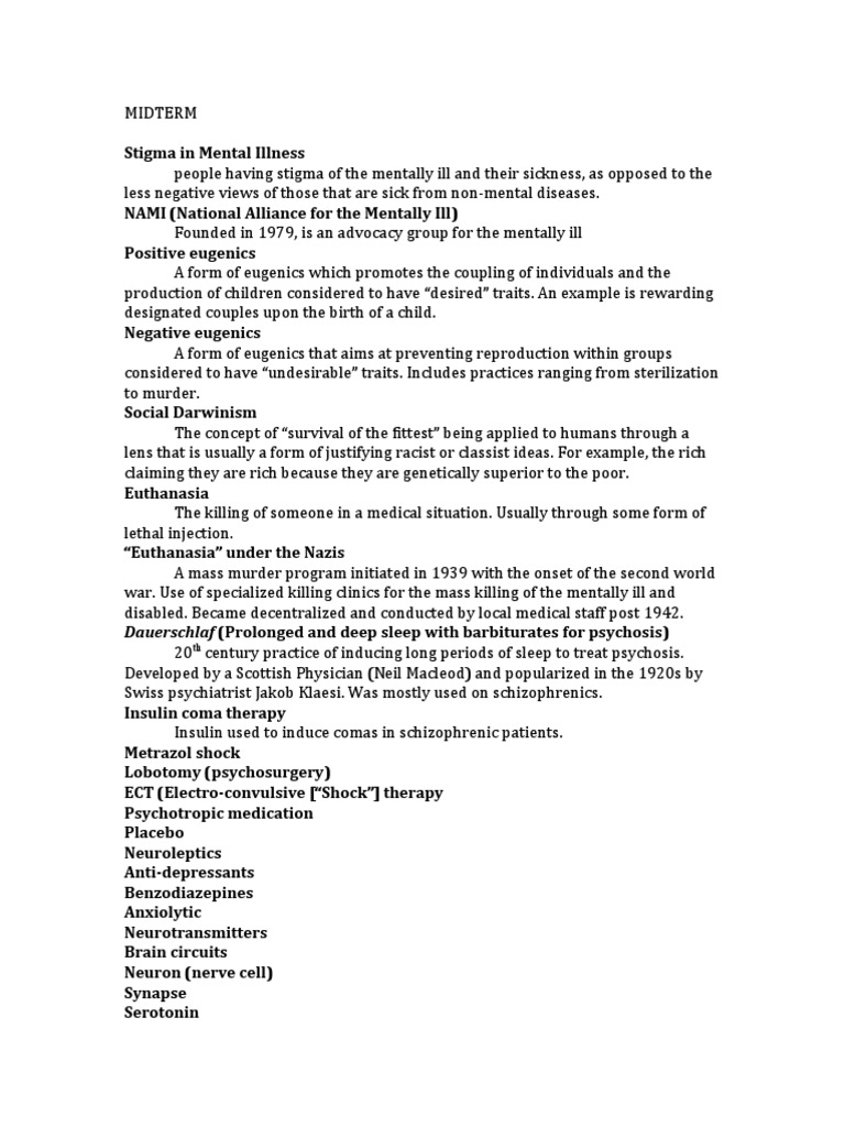 Historical Vocabulary For History of Madness | PDF | Mental Disorder ...