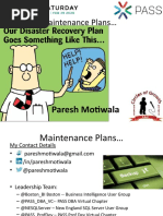 Maintenance Plans : Paresh Motiwala