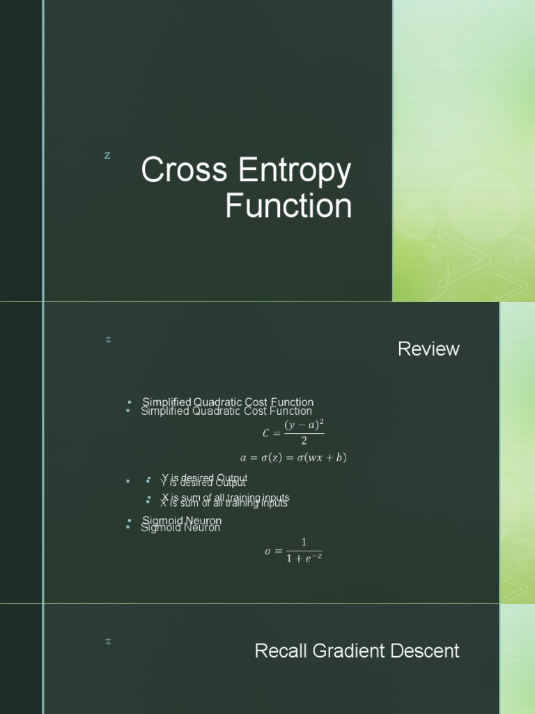 Cross Entropy and Cost Functions Explained | PDF