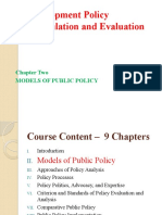 Development Policy Formulation and Evaluation: Chapter Two Models of Public Policy