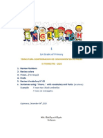 1st Grade of Primary: Temas para Comprobacion de Conocimientos de Ingles Iii Trimestre - 2020