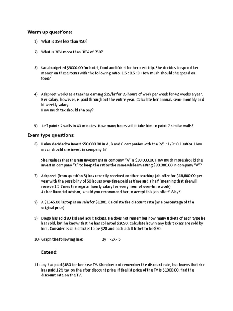 Math Problems and Financial Calculations | PDF