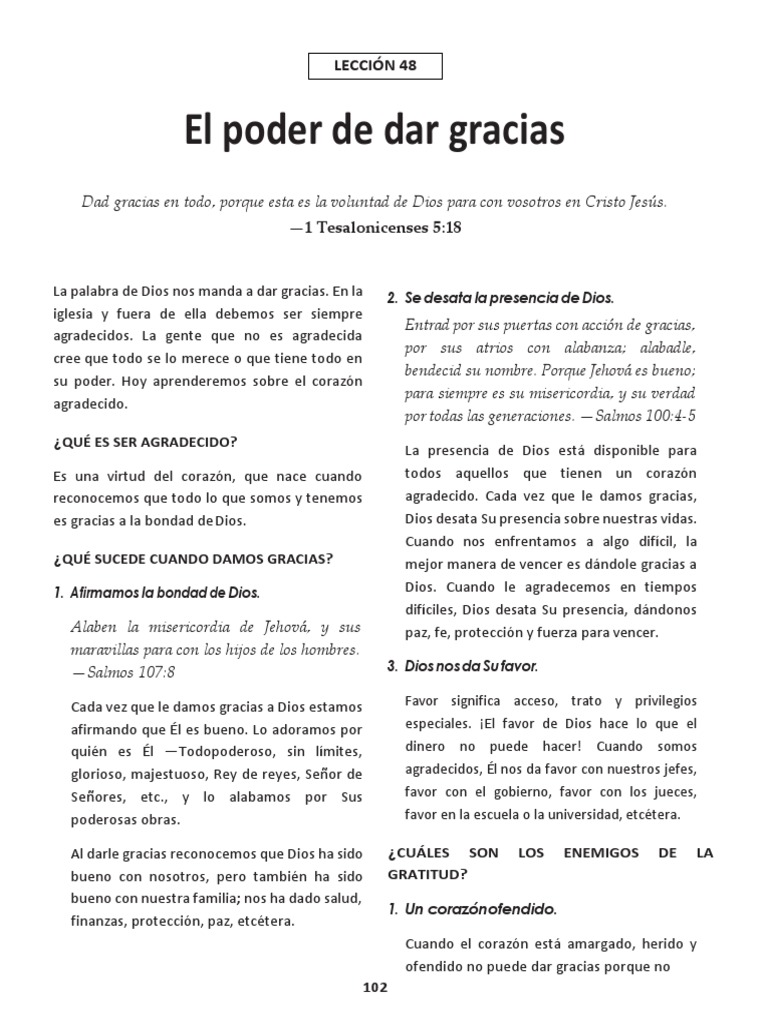 Leccion 48 - El Poder de Dar Gracias | PDF | Dios | Misericordia