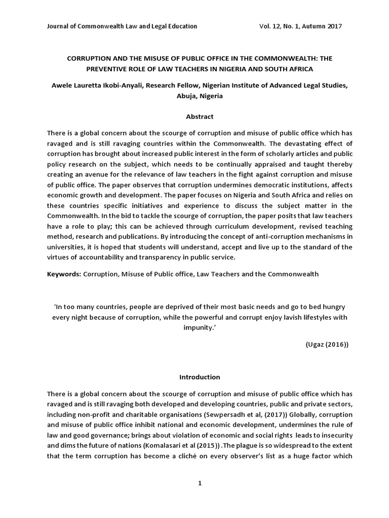 Law Teachers' Role in Combating Corruption | PDF | Corruption | Lawyer