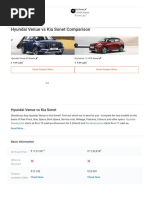 Kia Sonet Vs Hyundai Venue Comparison - Prices, SP
