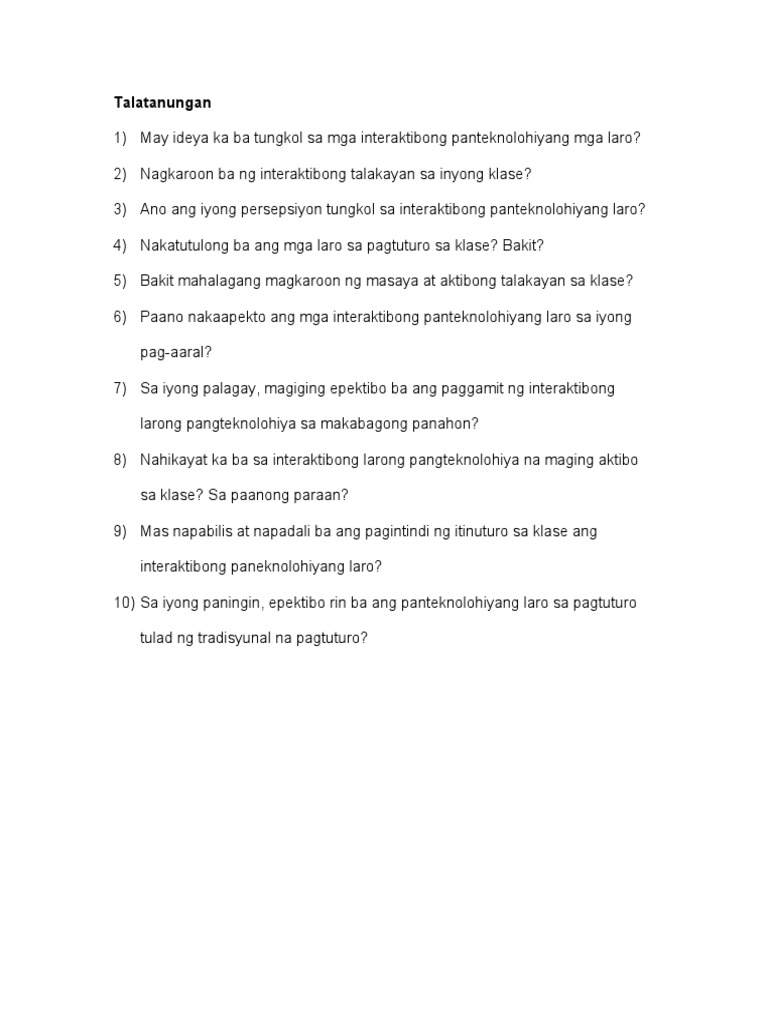Talatanungan | PDF