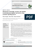 Pharmacist's Knowledge, Practice and Attitudes Toward Pharmacovigilance and Adverse Drug Reactions Reporting Process
