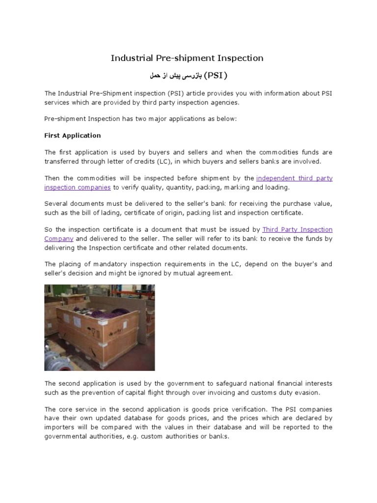 Pre-Shipment Inspection Overview | PDF | Packaging And Labeling ...