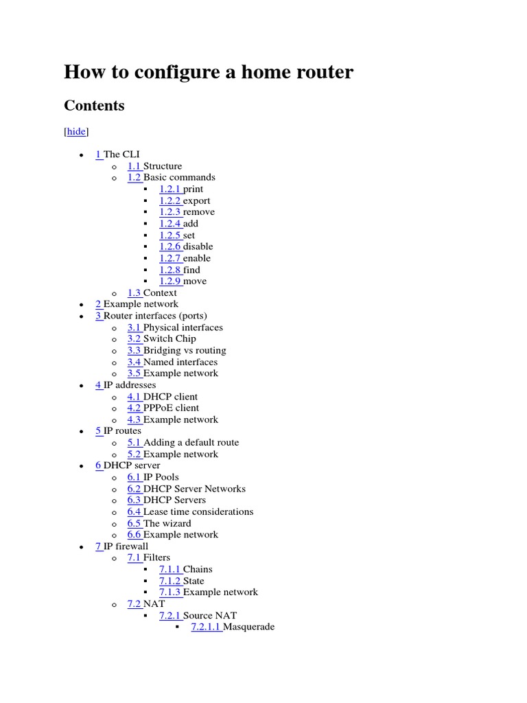 Configuring Home Router IP Settings | PDF