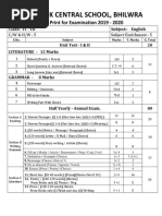 New Look Central School, Bhilwra: Blue Print For Examination 2019 - 2020