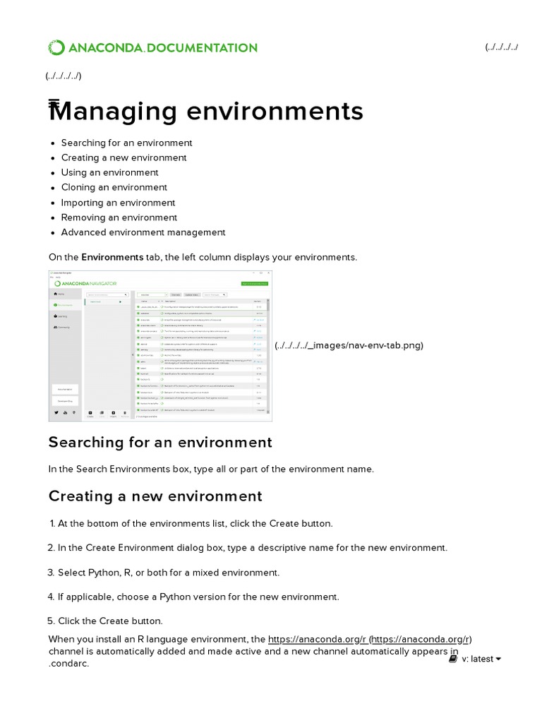 Managing Environments Anaconda Documentation Download Free Pdf