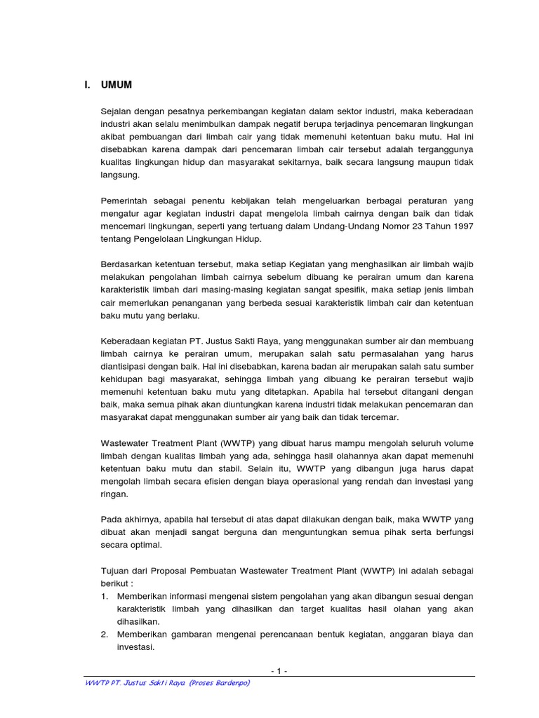 Desain WWTP untuk Pengolahan Limbah | PDF