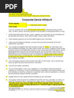 Generic Corporate Denial Affidavit