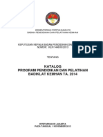 Katalog Program Pendidikan Dan Pelatihan Badiklat Kemhan Ta. 2014