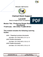 Producing Simple Word Processed Documents: Module Title: - TTLM Code: - EIS CWS2 TTLM05 0919v1